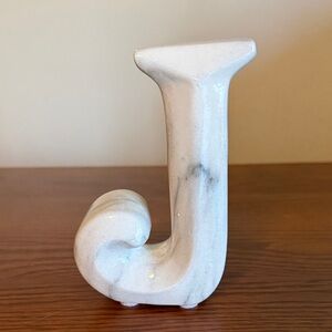 White Marble Decorative 6" Letter J
